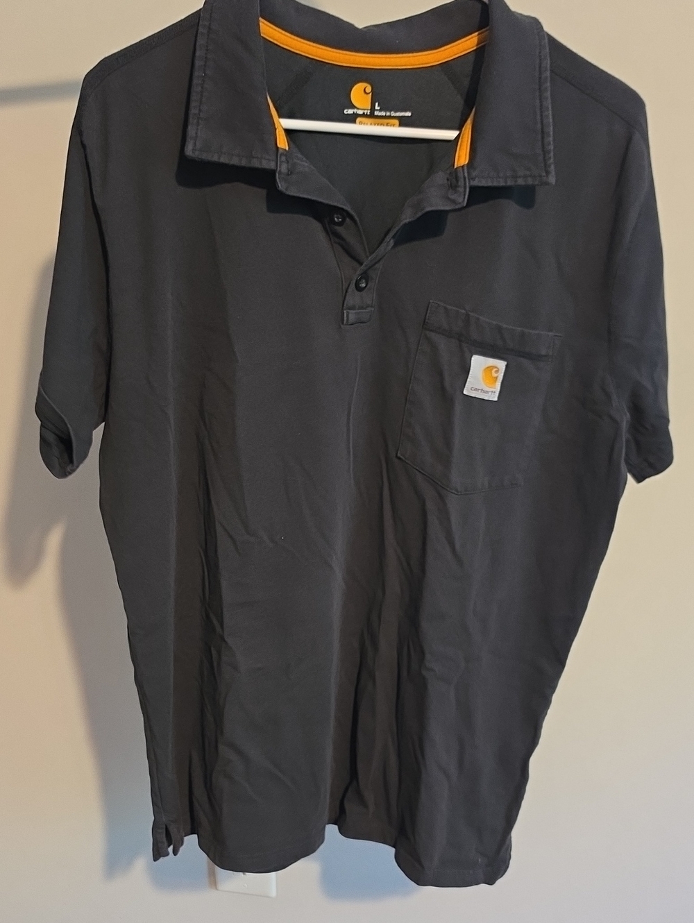 Carhartt Men’s Latge Black Polo with OrangeTrim Collar
